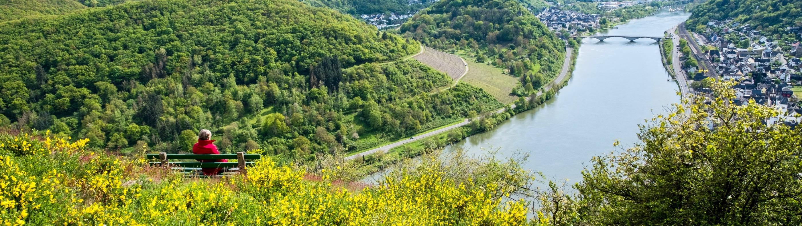 Aussichtspunkt auf dem Kardener Berg mit Blick auf Treis und Karden und die Mosel